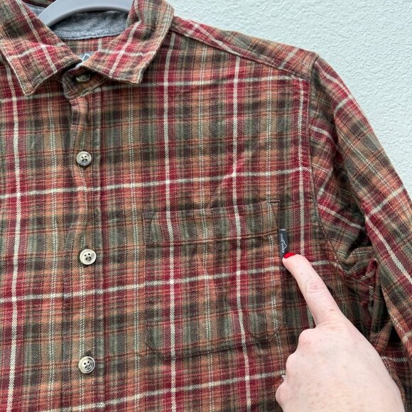 Eddie Bauer Plaid Flannel Long Sleeve Button Up Shirt EMT13795 Mens size Medium - Picture 3 of 6